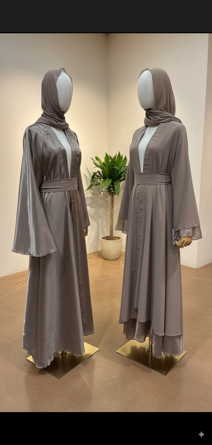 Kimono réversible organza et mousseline [Taupe]