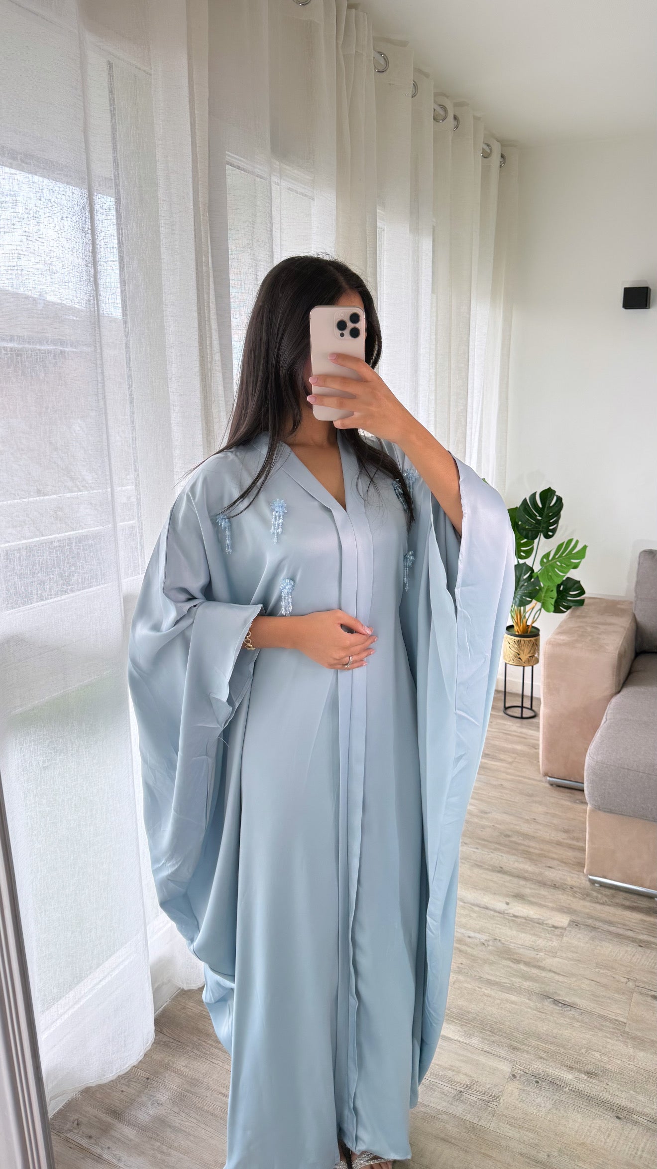 Abaya Naila strass [Bleu ciel ]