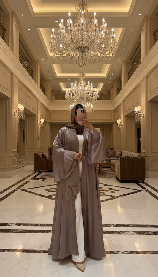 Kimono réversible organza et mousseline [Taupe]