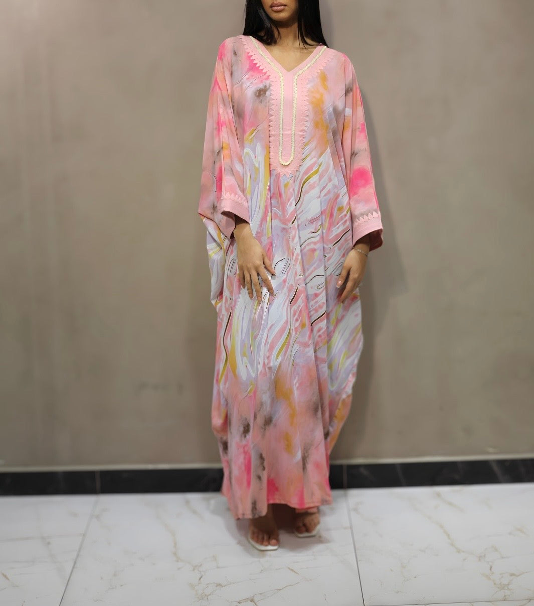 Abaya avec détail doré [Rose]
