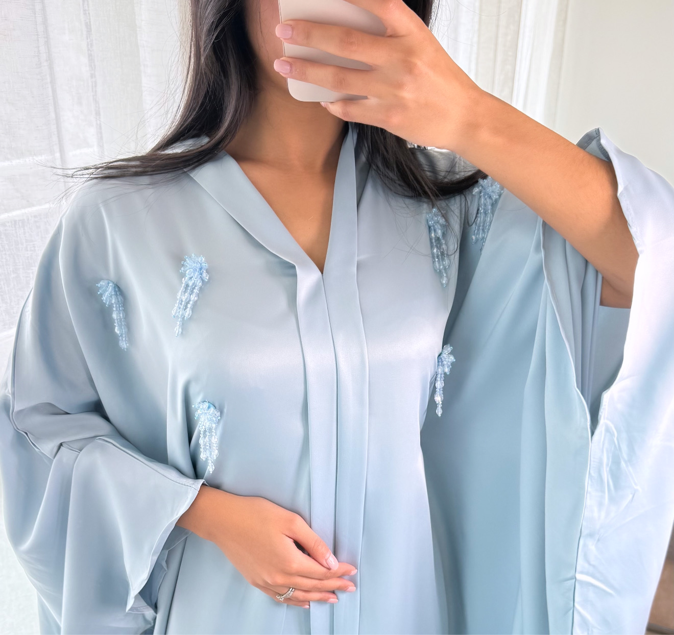 Abaya Naila strass [Bleu ciel ]