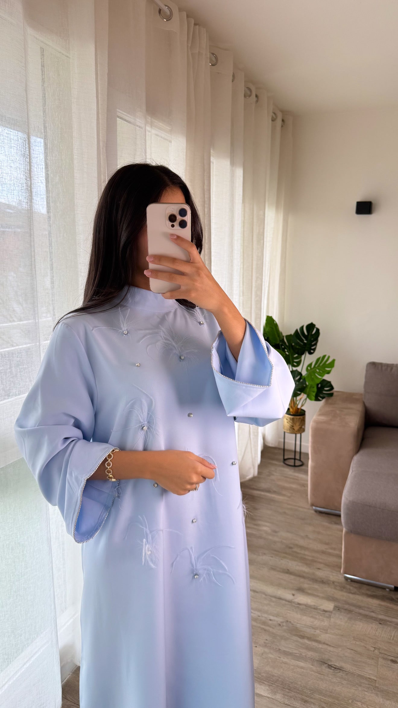 Abaya Layel  perlage main