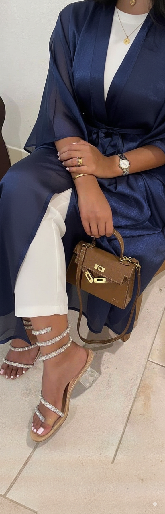 Kimono réversible organza et mousseline [Bleu ]