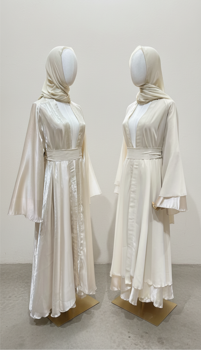 Kimono réversible organza et mousseline [BEIGE]