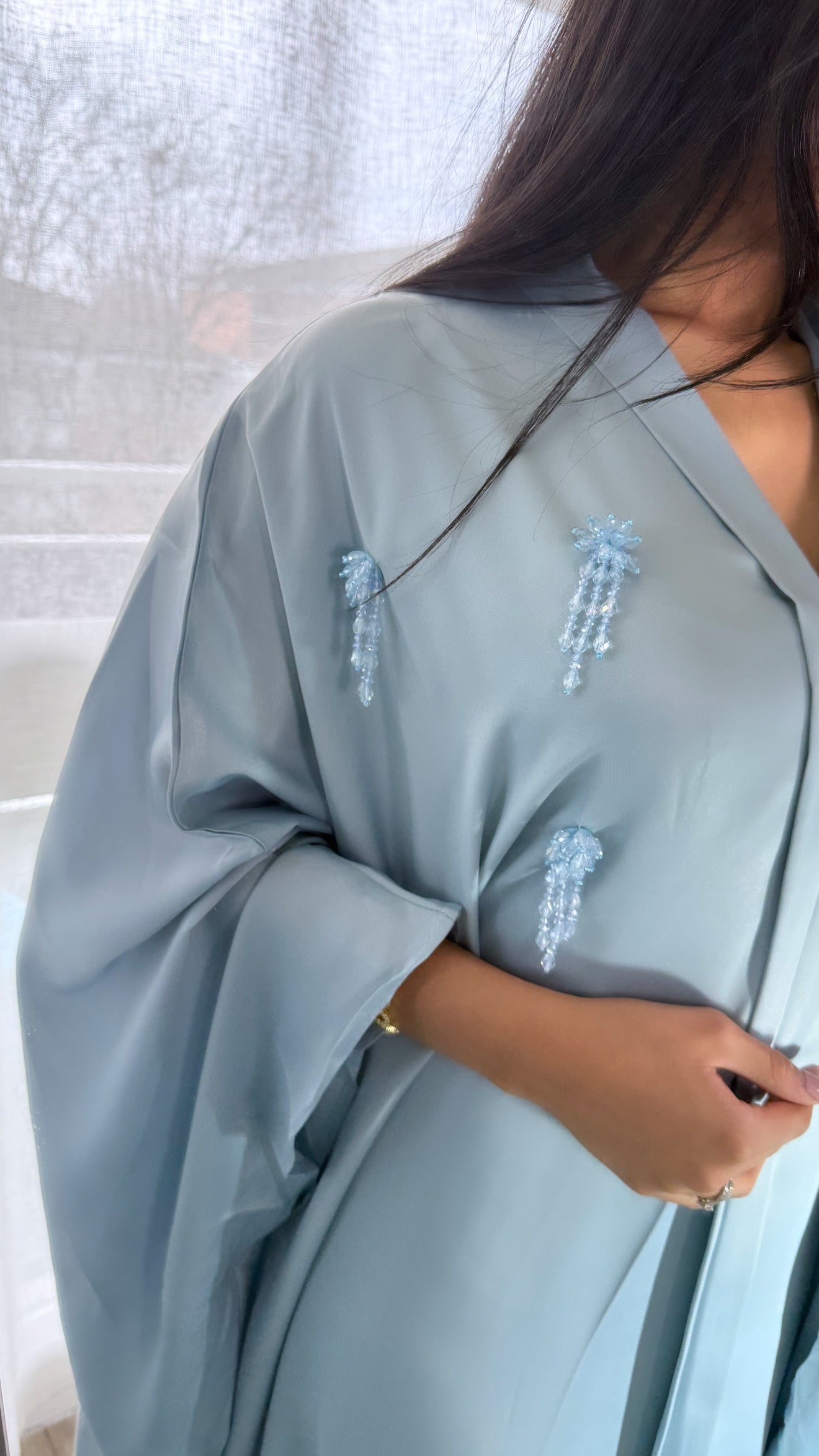 Abaya Naila strass [Bleu ciel ]