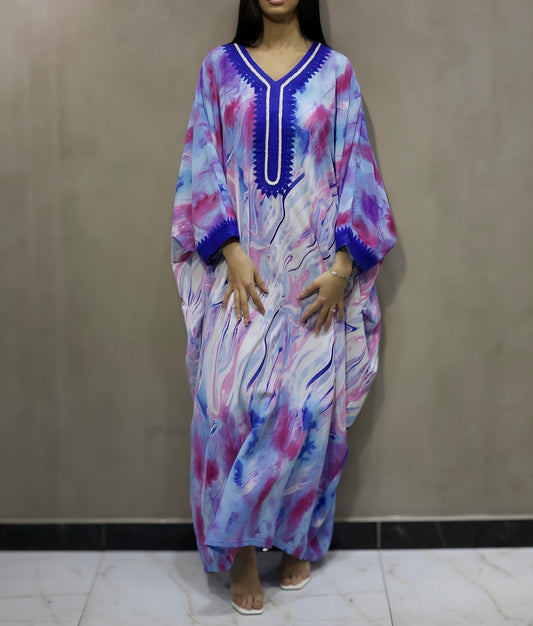 Abaya avec détail doré [ Bleu]