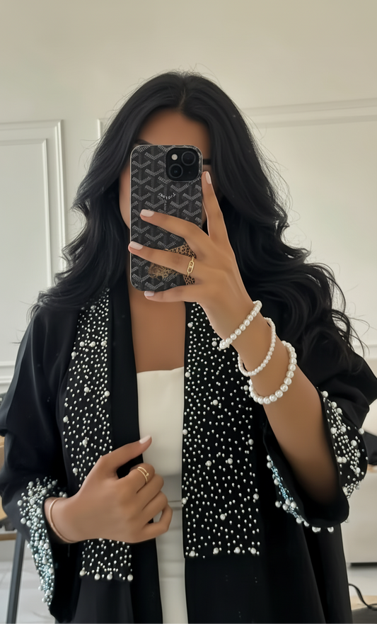 Abaya noir perlée