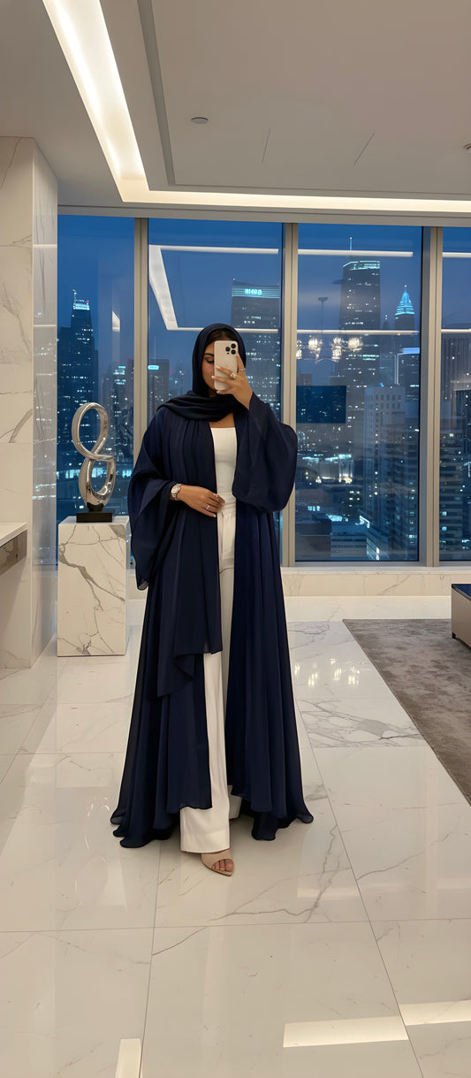 Kimono réversible organza et mousseline [Bleu ]