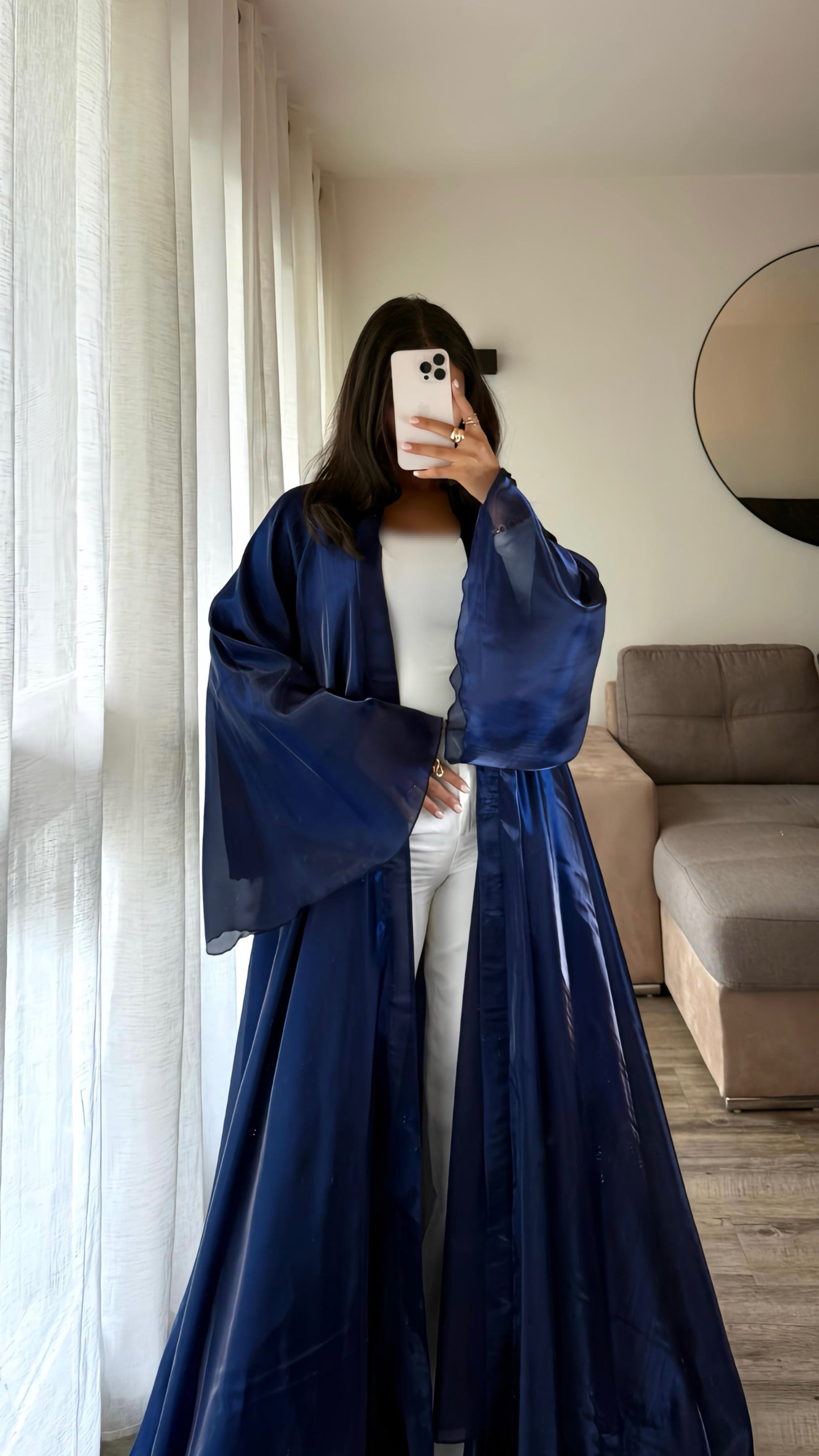 Kimono réversible organza et mousseline [Bleu ]